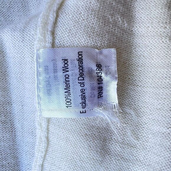 Garnet Hill 100% Merino wool sweater romantic chic luxury cream size L - Picture 3 of 10